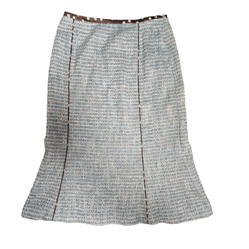 Escada Exclusive For Neiman Marcus Wool Blend Tweed Mermaid Skirt Midi Womens 34